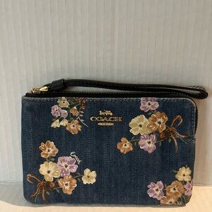 Coach Blue Floral Wristlet